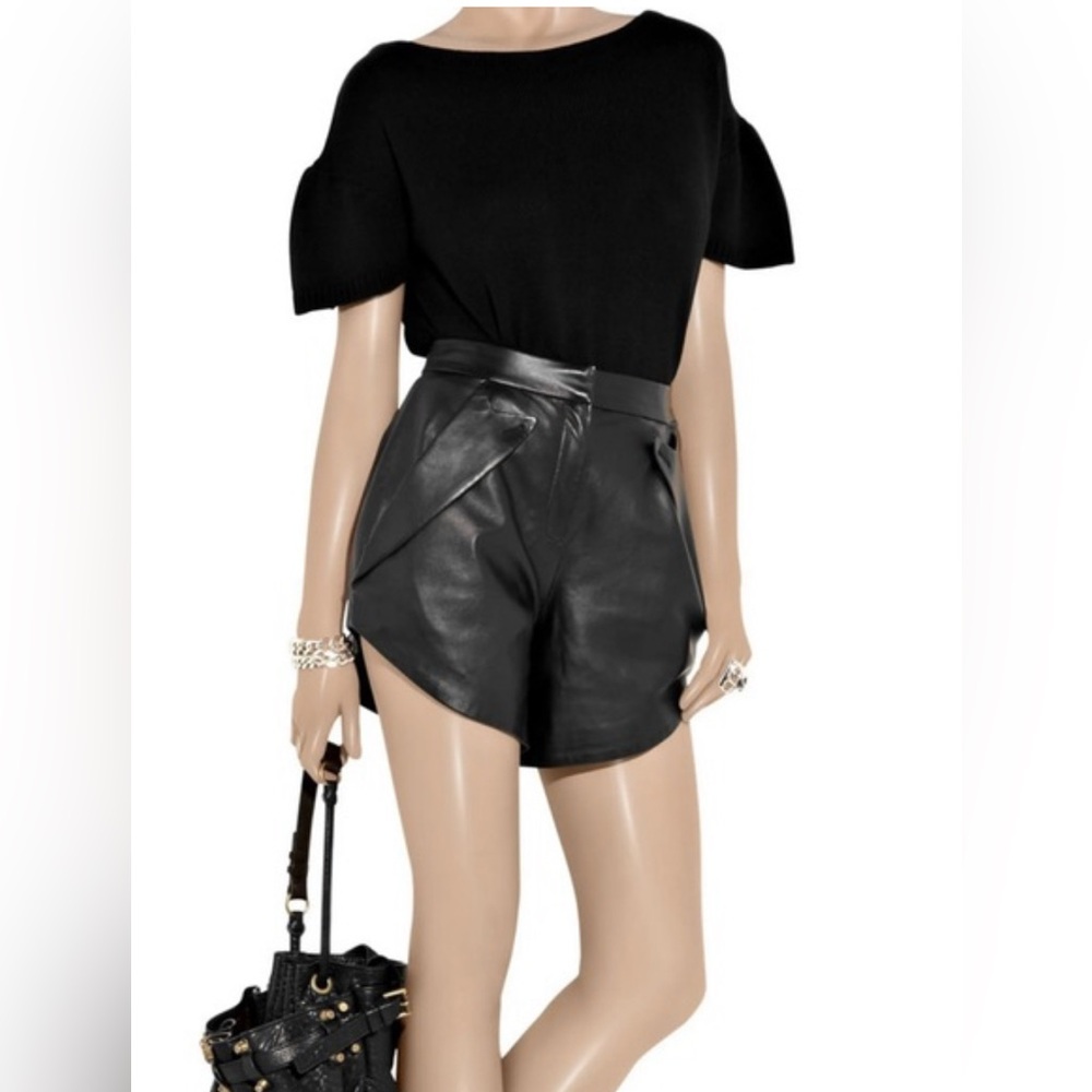 Alexander Wang Lapel High Waist 100% Lamb Leather Shorts Sz 4 $995